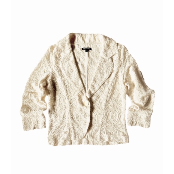 Boho Ivory Lace Gold Detail Button Blazer Suit Jacket - Picture 1 of 3